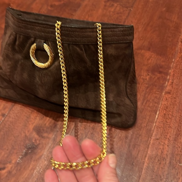 Vintage Morris Moskowitz brown and gold suede purse - Picture 4 of 7